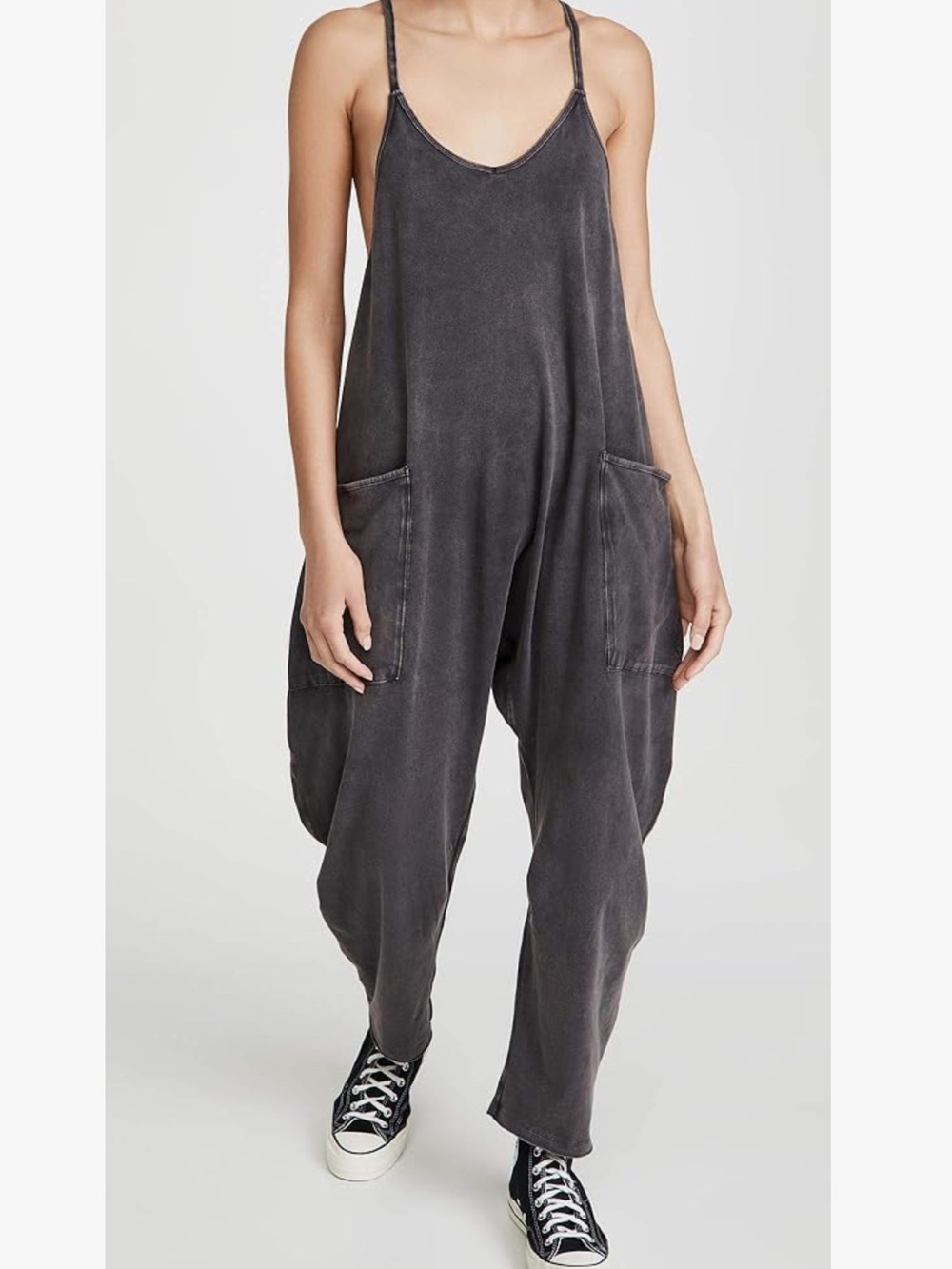 Free People Hot Shot Onesie in Washed Black Small